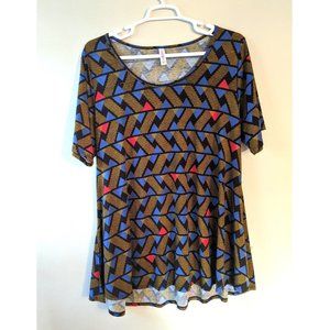 Lularoe  Red, Yellow, Blue Chevron Dress